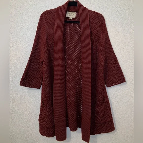 Lucky Brand Cardigan Burgundy 3/4 Sleeve size Large - Picture 7 of 7